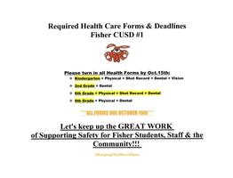 Health Form and Deadline Info