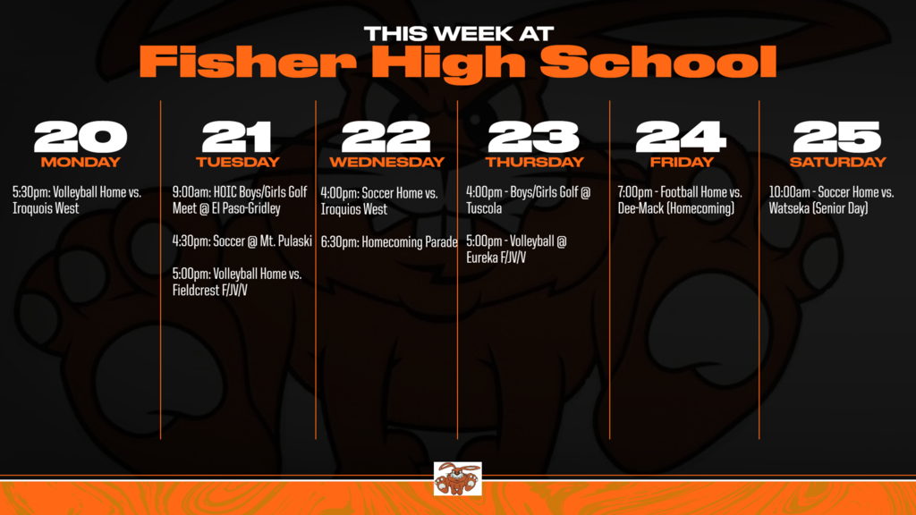 9/20-9/25 Weekly Schedule