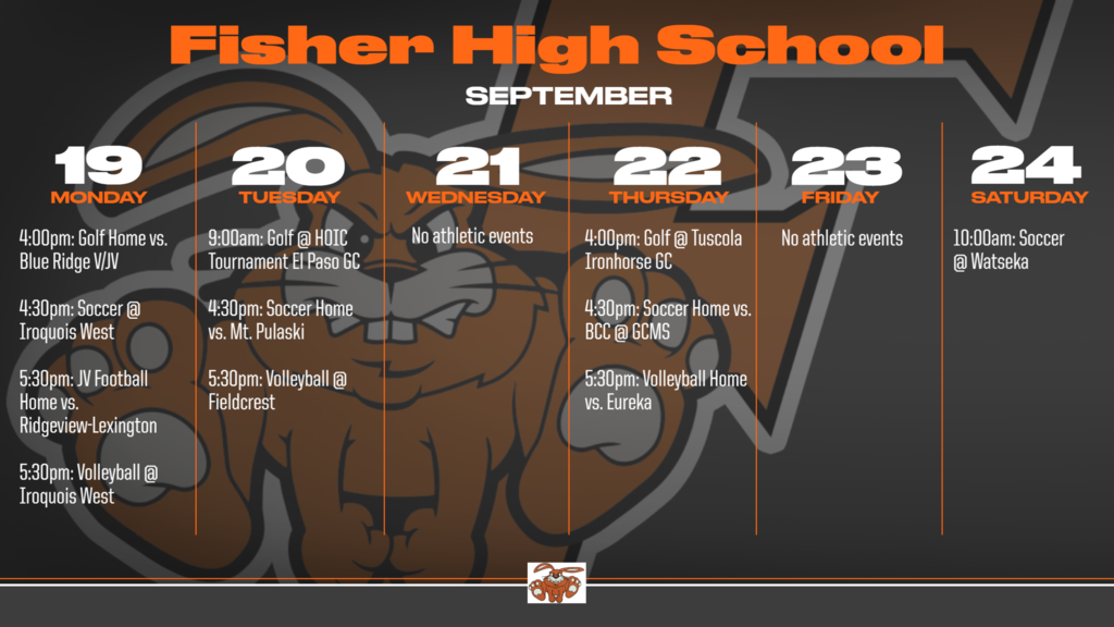 9/19-9/24 Weekly Schedule
